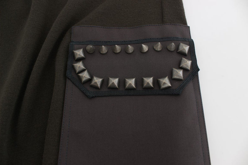 Green Brown Wool Silver Studded Pants