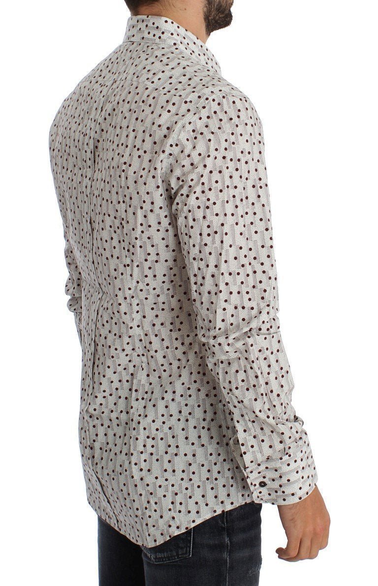 White Red Polka Dot Slim Fit GOLD Shirt