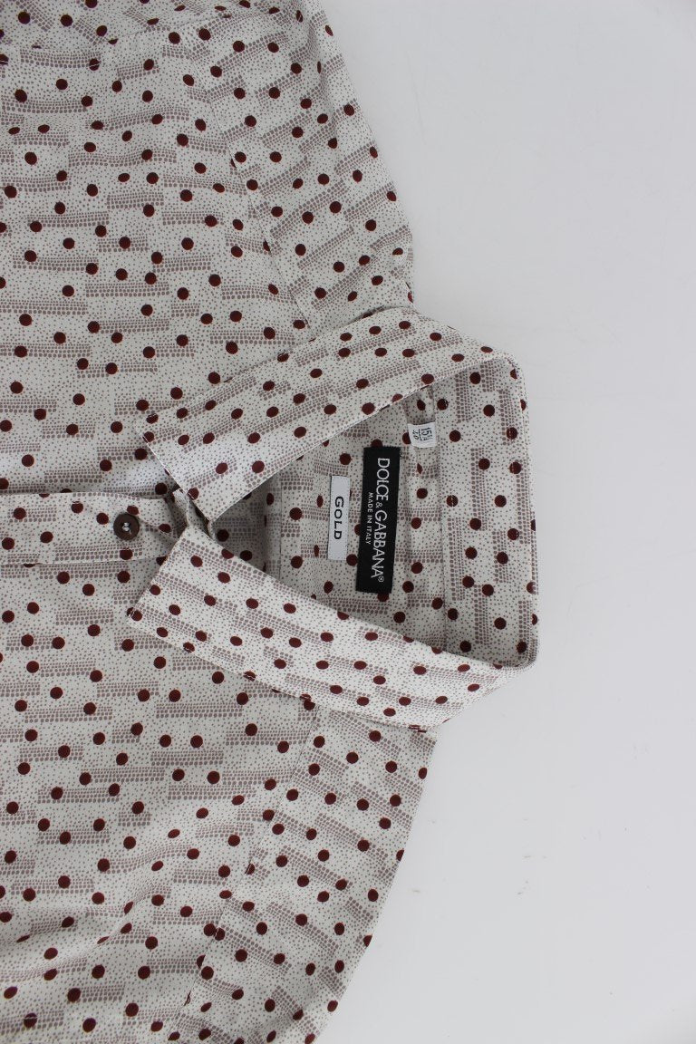 White Red Polka Dot Slim Fit GOLD Shirt