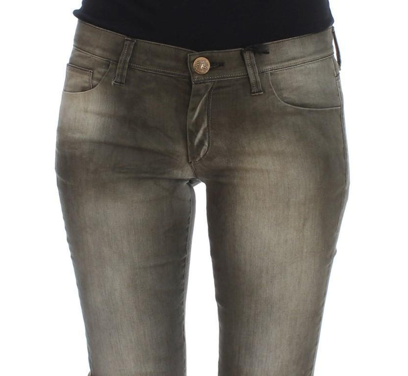 Gray Wash Cotton Blend Slim Fit Jeans