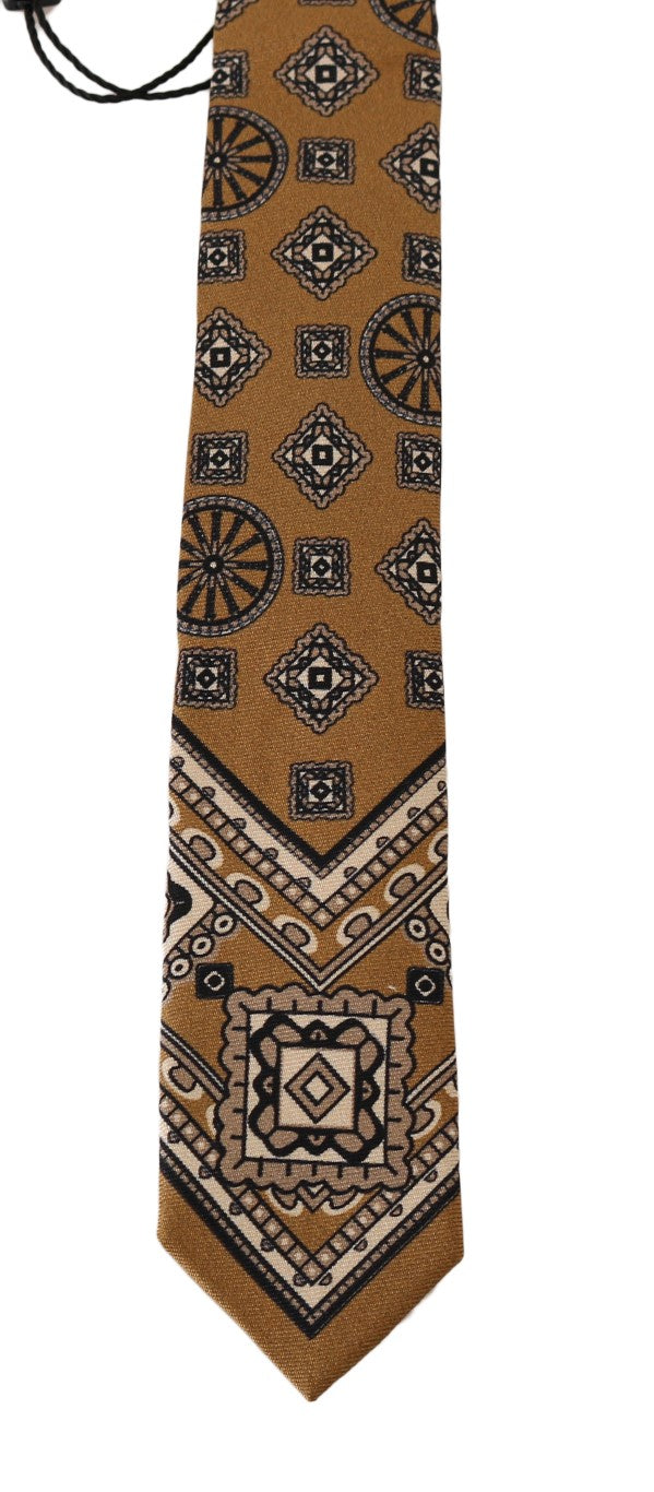 Yellow Silk Print Tie