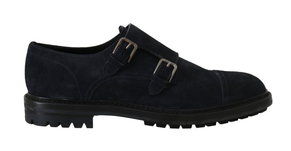 Dark Blue Leather Derby Monkstrap