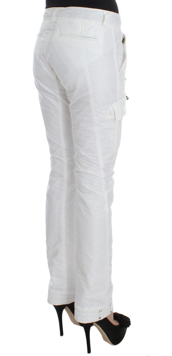 White Nylon Padded Slim Fit Cargo Pants