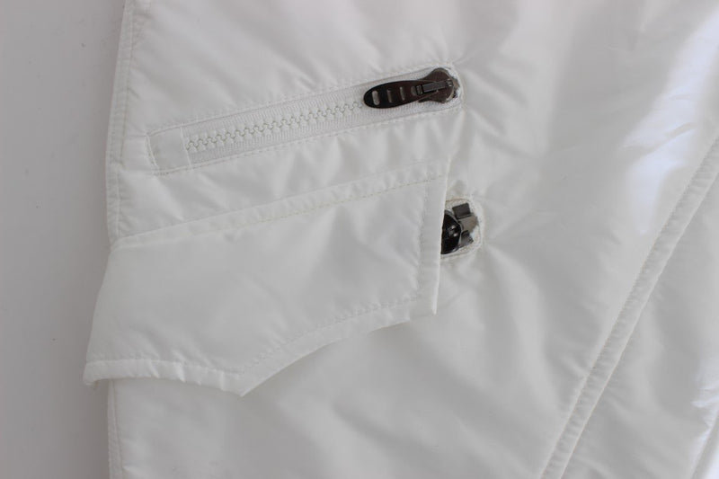 White Nylon Padded Slim Fit Cargo Pants