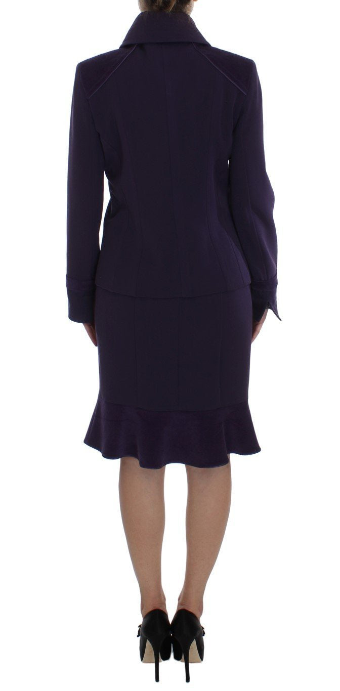 Purple Wool Blend Sheath Dress & Jacket Set