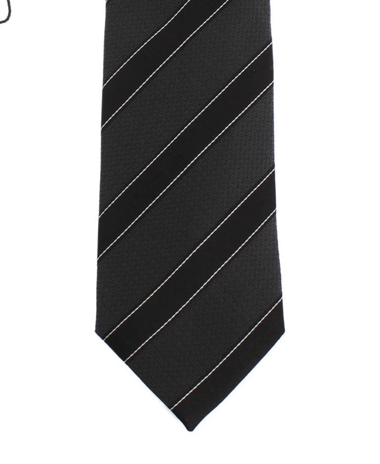 Gray Black Striped Silk Tie