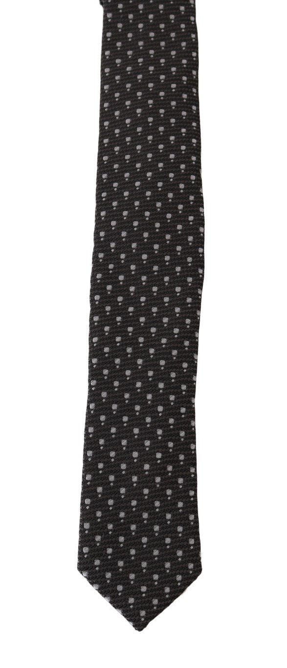 Gray Silk Woven Dotted Slim Tie