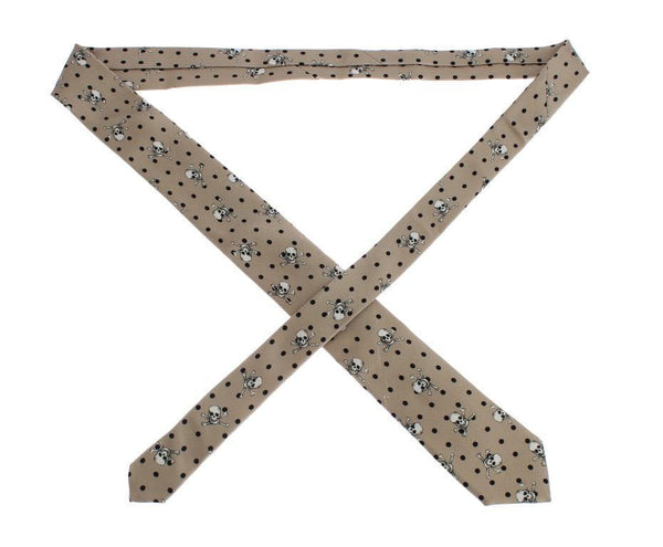 Beige Skull Polka Dot Print Tie