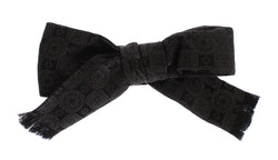 Black Brown Silk Baroque Paisley Bow Tie