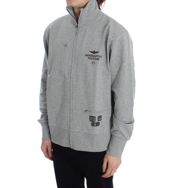 Gray Cotton Stretch Full Zipper Sweater