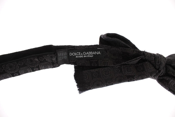 Black Brown Silk Baroque Paisley Bow Tie