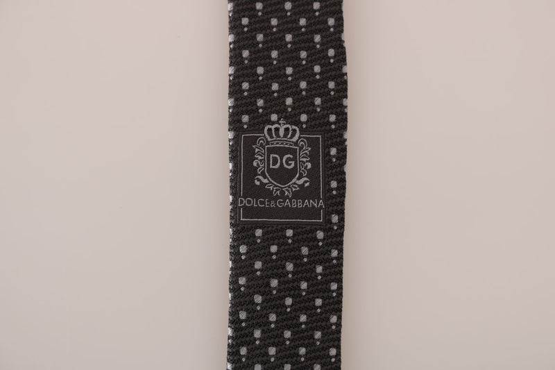 Gray Silk Woven Dotted Slim Tie