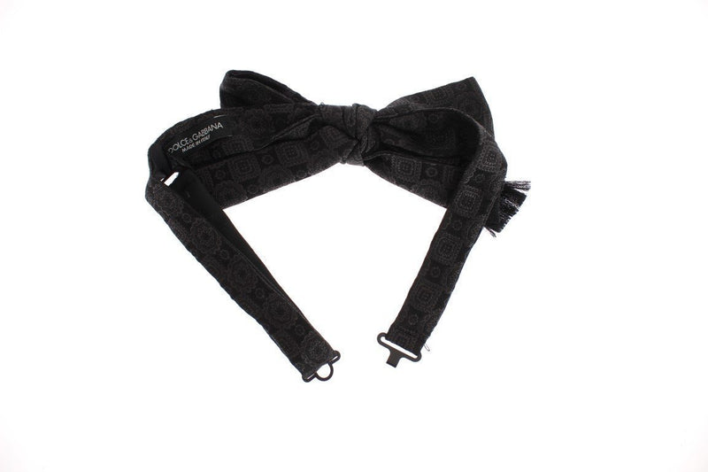 Black Brown Silk Baroque Paisley Bow Tie