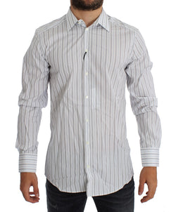 White Blue Striped GOLD Slim Fit Shirt