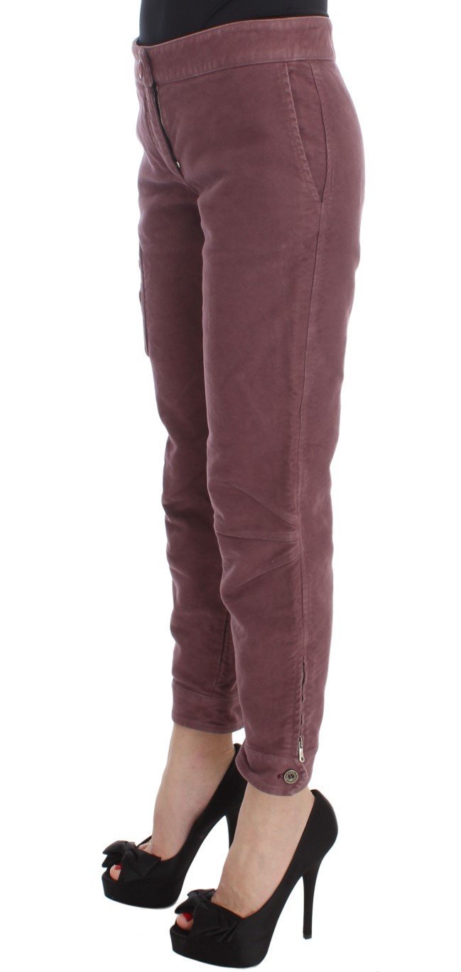 Bordeaux Cotton Cropped Cargo Pants