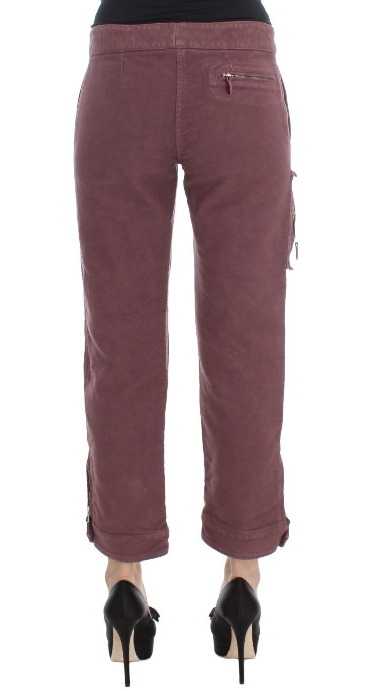 Bordeaux Cotton Cropped Cargo Pants