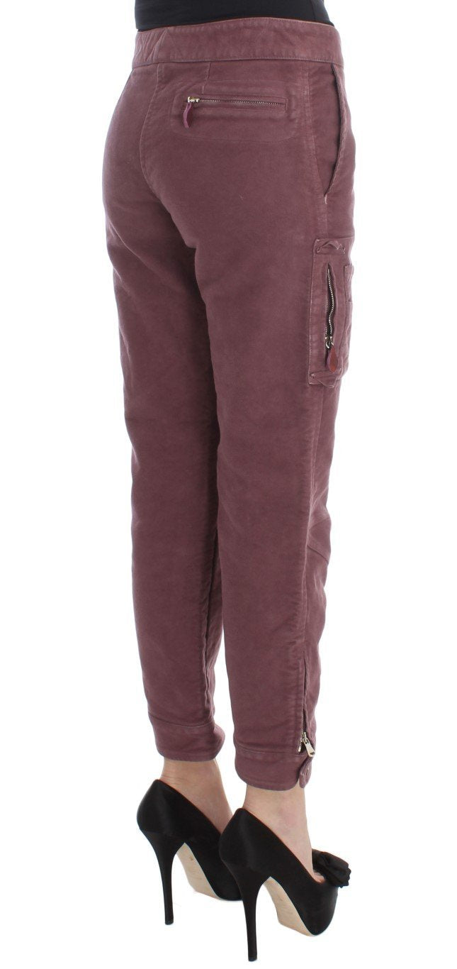 Bordeaux Cotton Cropped Cargo Pants