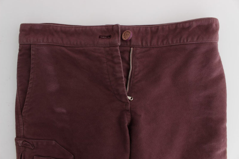 Bordeaux Cotton Cropped Cargo Pants