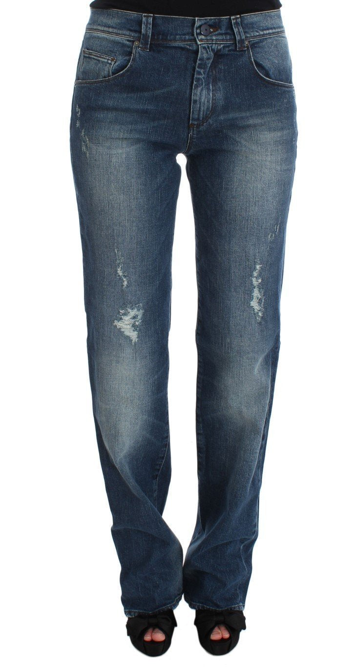 Blue Wash Cotton Blend Slim Fit Jeans