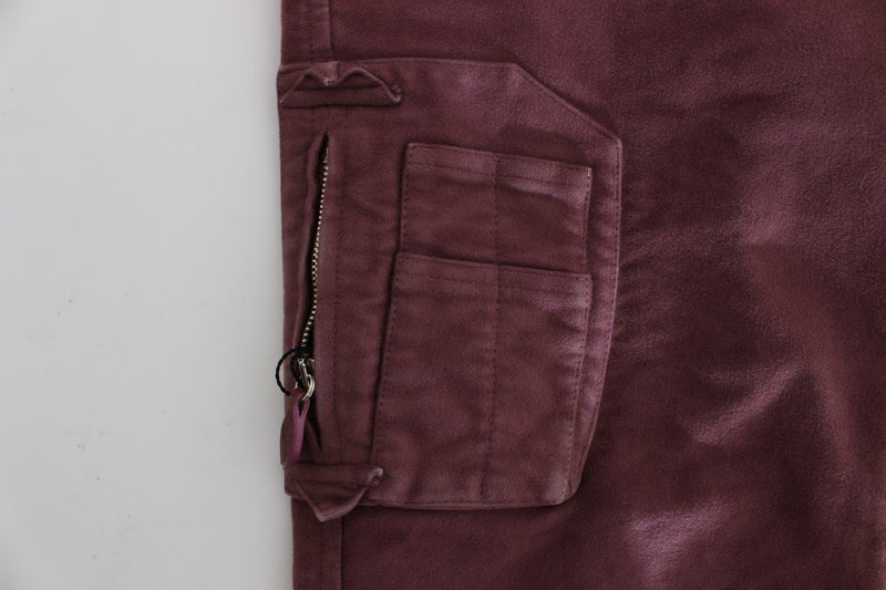 Bordeaux Cotton Cropped Cargo Pants