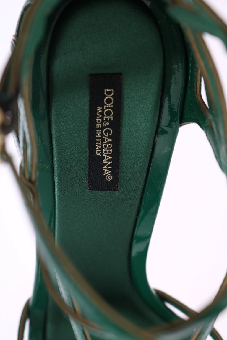 Green Patent Leather Strap Sandals