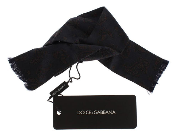 Blue Silk Baroque Paisley Untied Bow Tie