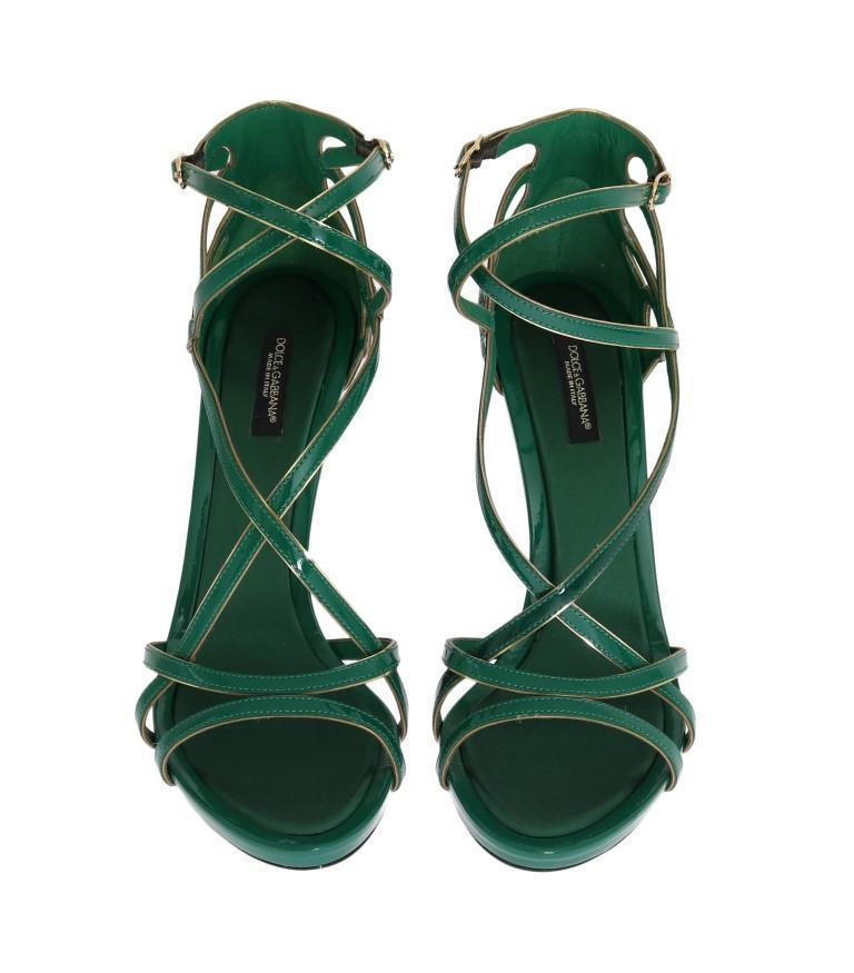 Green Patent Leather Strap Sandals