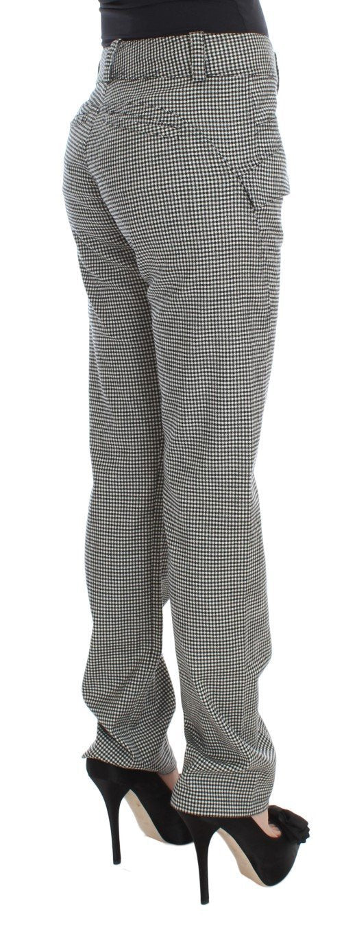 Black White Checkered Cotton Casual Pants