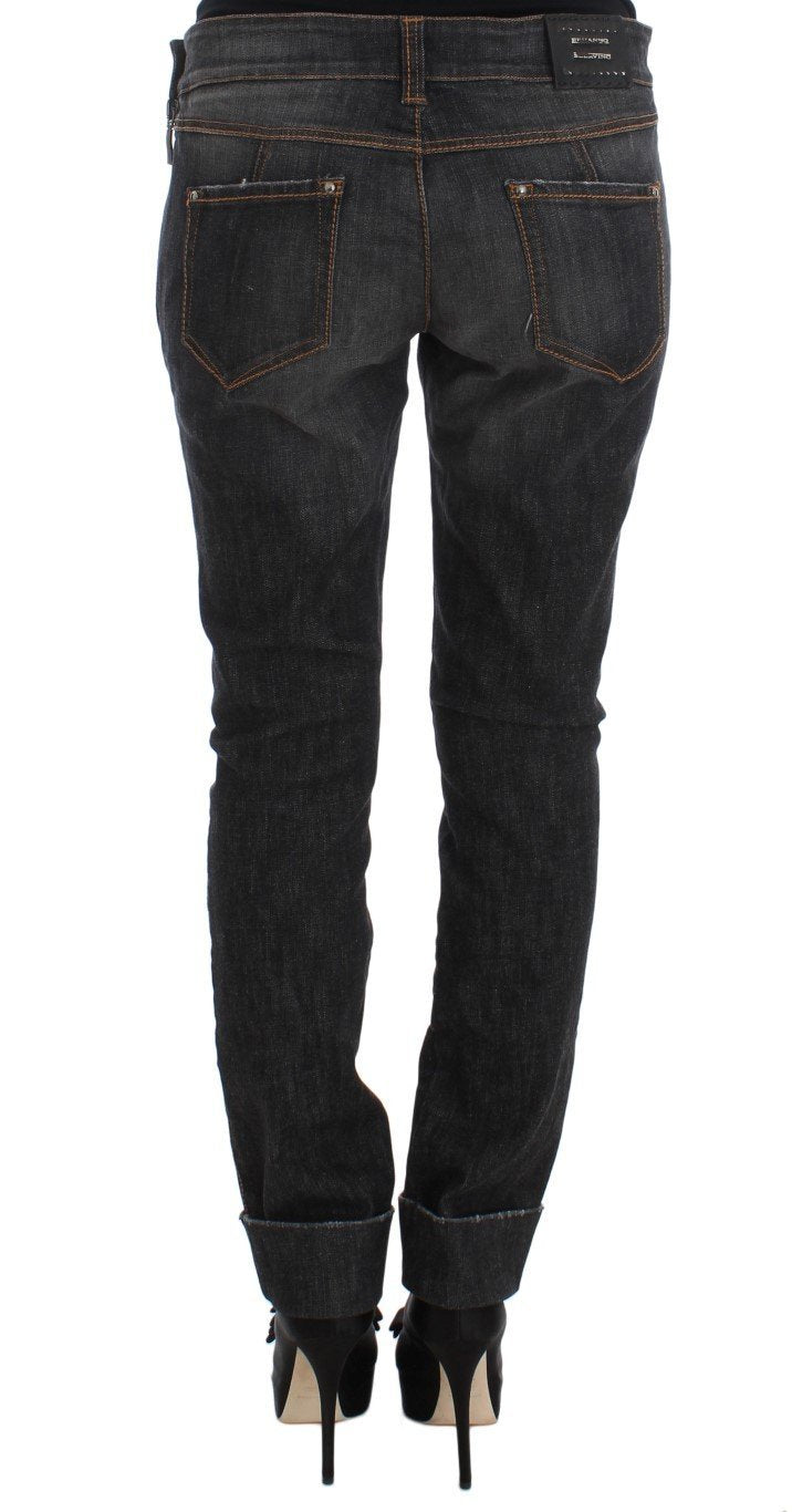 Gray Cotton Slim Fit Denim Jeans