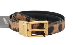 Brown Leopard Gold Buckle Belt