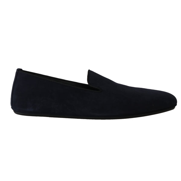 Navy Blue Suede Slides Flats Loafers