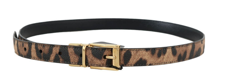 Brown Leopard Gold Buckle Belt