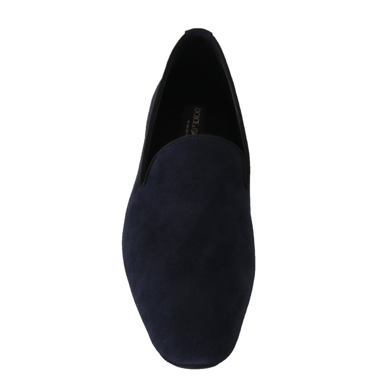 Navy Blue Suede Slides Flats Loafers