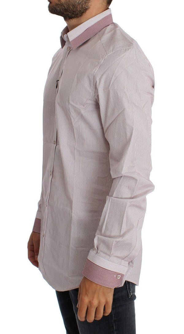 White Red Striped GOLD Slim Fit Dress Shirt