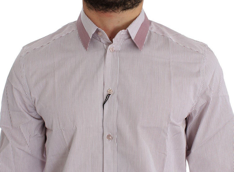 White Red Striped GOLD Slim Fit Dress Shirt