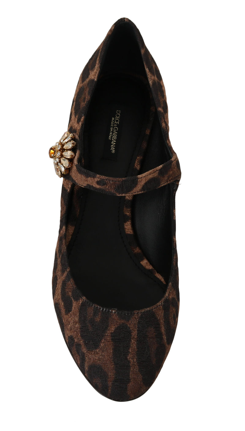 Brown Leopard Brocade Crystal Pumps