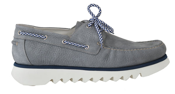 Gray White Leather Casual Loafers