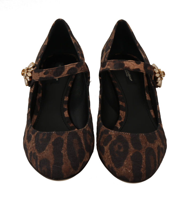 Brown Leopard Brocade Crystal Pumps