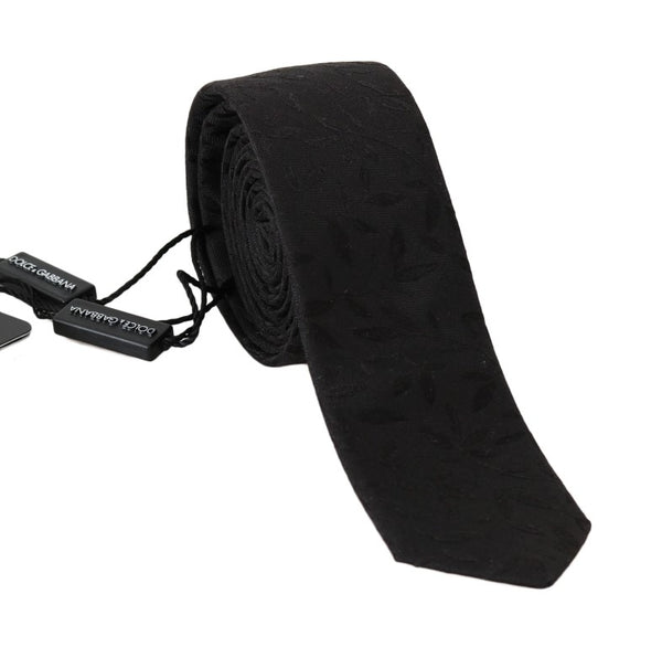 Black Silk Pattern Slim Classic Tie
