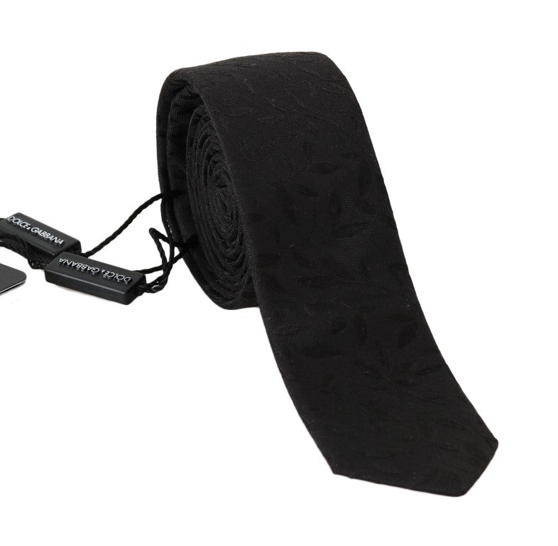 Black Silk Pattern Slim Classic Tie