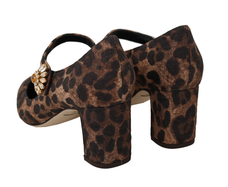 Brown Leopard Brocade Crystal Pumps