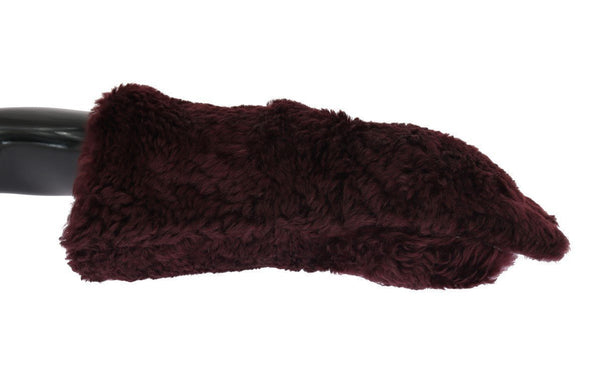 Bordeaux Leather Shearling Fur Gloves