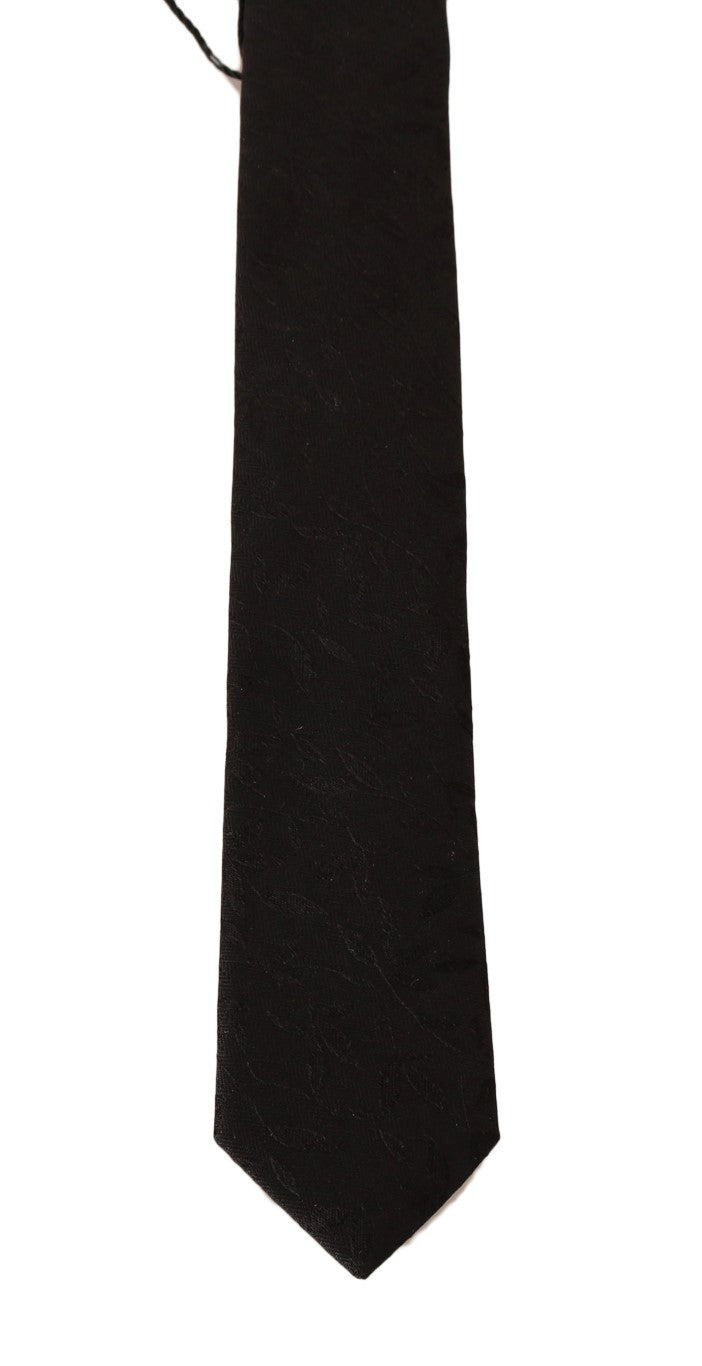 Black Silk Pattern Slim Classic Tie