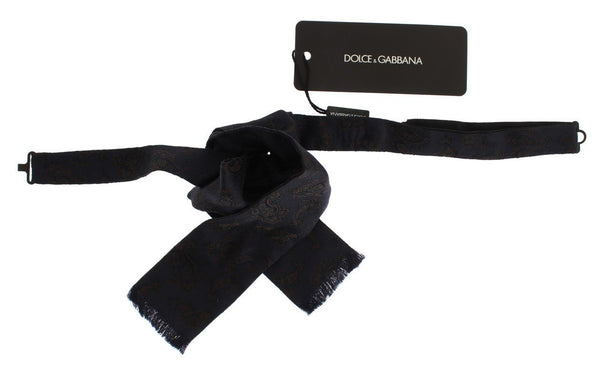 Blue Silk Baroque Paisley Untied Bow Tie