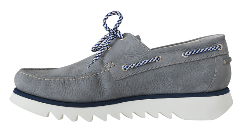 Gray White Leather Casual Loafers