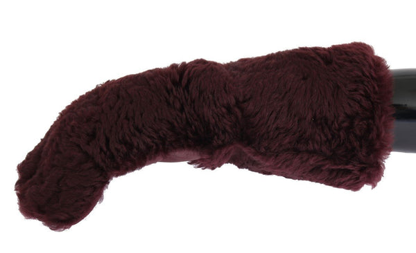 Bordeaux Leather Shearling Fur Gloves