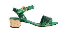Green Sequined Sandal Shoes
