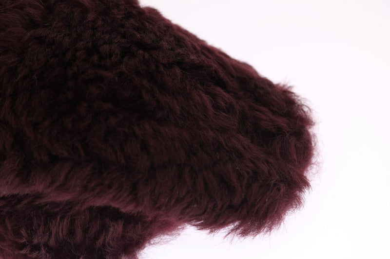 Bordeaux Leather Shearling Fur Gloves