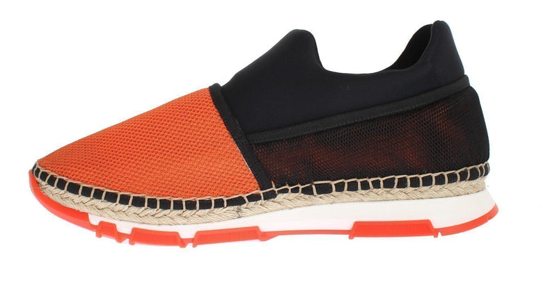 Orange Black Mesh Neoprene Designer Dress Sneakers