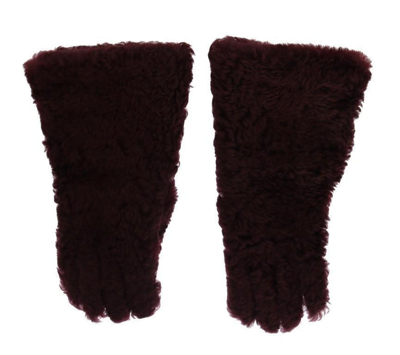 Bordeaux Leather Shearling Fur Gloves